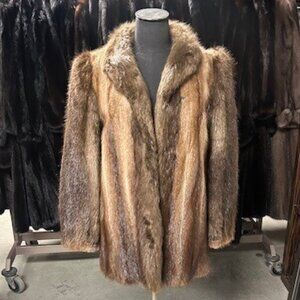 muskrat W\ longhair beaver sleeve & TUXEDO was 5k now $995 size M-L